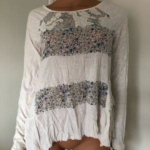 Free People Long Sleeved Flower Shirt
